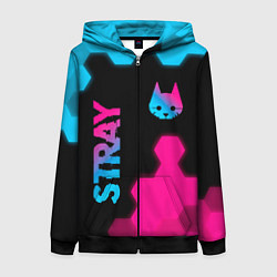 Толстовка на молнии женская Stray: Neon Gradient, цвет: 3D-черный