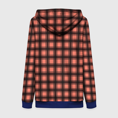 Женская толстовка на молнии Оранжево-черный клетчатый узор / 3D-Синий – фото 2
