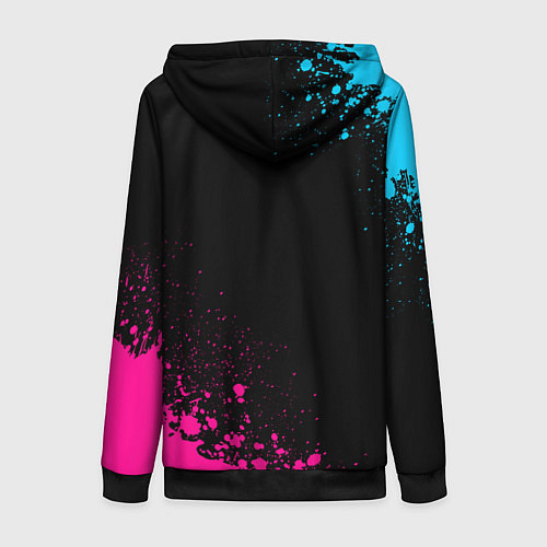 Женская толстовка на молнии Nirvana - neon gradient: символ и надпись вертикал / 3D-Черный – фото 2