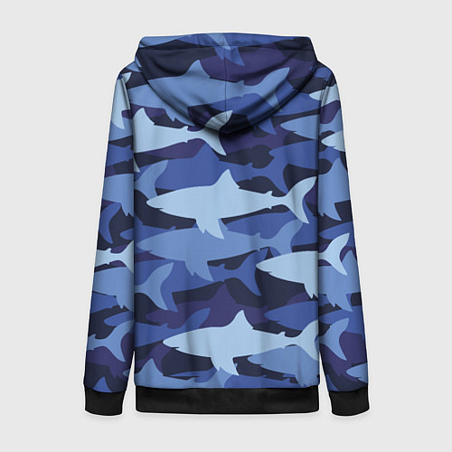 Женская толстовка на молнии Акулий камуфляж - паттерн / 3D-Черный – фото 2