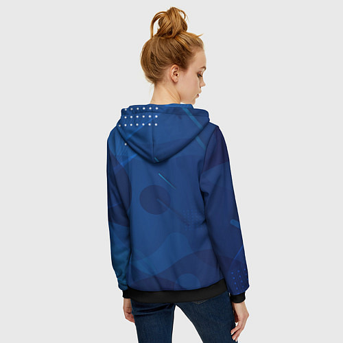 Женская толстовка на молнии Сборная Англии Синяя Абстракция / 3D-Черный – фото 4