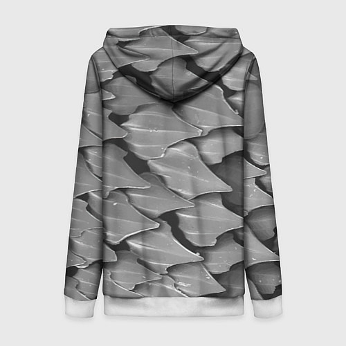 Женская толстовка на молнии Кожа акулы - броня / 3D-Белый – фото 2