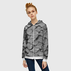 Толстовка на молнии женская Кожа акулы - броня, цвет: 3D-белый — фото 2