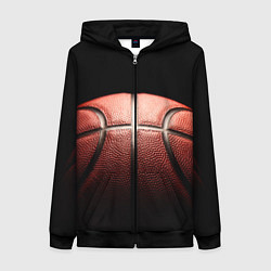 Толстовка на молнии женская Basketball ball, цвет: 3D-черный