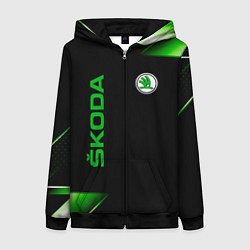 Толстовка на молнии женская Skoda Sport Абстракция, цвет: 3D-черный
