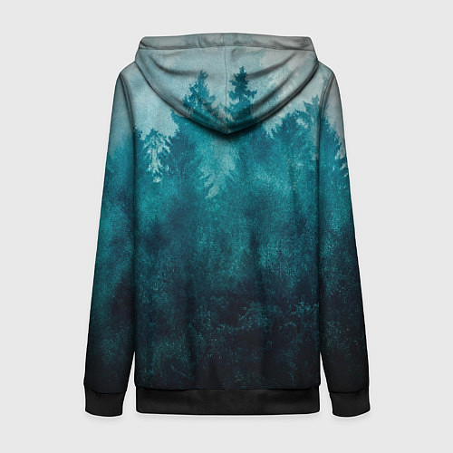 Женская толстовка на молнии Темный хвойный лес / 3D-Черный – фото 2
