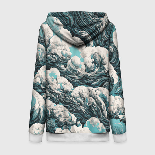 Женская толстовка на молнии Облачные узоры / 3D-Белый – фото 2