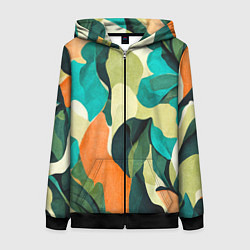 Толстовка на молнии женская Multicoloured camouflage, цвет: 3D-черный