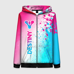 Толстовка на молнии женская Destiny neon gradient style: по-вертикали, цвет: 3D-черный