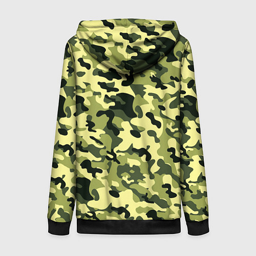 Женская толстовка на молнии Камуфляж Зеленые листья / 3D-Черный – фото 2