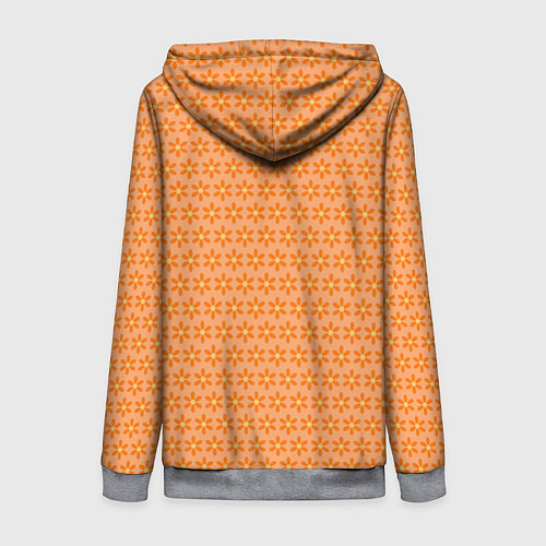 Женская толстовка на молнии Оранжево-желтые цветочки / 3D-Меланж – фото 2