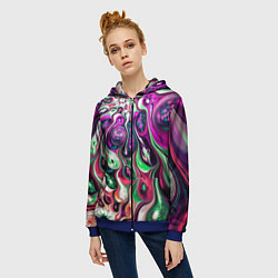 Толстовка на молнии женская Движение вируса, цвет: 3D-синий — фото 2