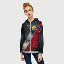 Толстовка на молнии женская Red & black Russia, цвет: 3D-меланж — фото 2