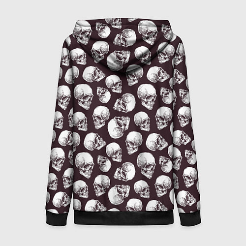 Женская толстовка на молнии Череп гравюра / 3D-Черный – фото 2