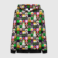 Толстовка на молнии женская Minecraft characters, цвет: 3D-черный
