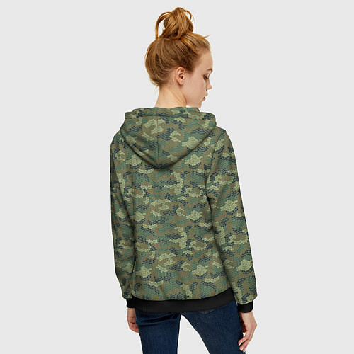 Женская толстовка на молнии Милитари звезда мини / 3D-Черный – фото 4