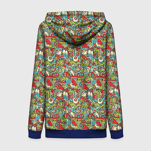 Женская толстовка на молнии Монстрики, животные и пришельцы / 3D-Синий – фото 2