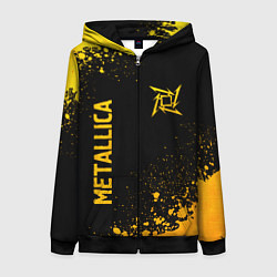 Женская толстовка на молнии Metallica - gold gradient: надпись, символ