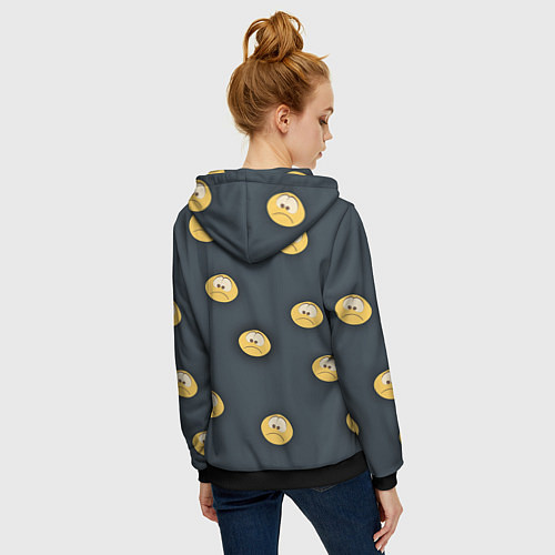Женская толстовка на молнии Грусть смайла / 3D-Черный – фото 4