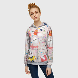 Толстовка на молнии женская Skzoo Jinniret pattern cartoon avatar, цвет: 3D-меланж — фото 2