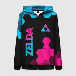 Женская толстовка на молнии Zelda - neon gradient: надпись, символ