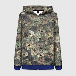 Толстовка на молнии женская Мануловый камуфляж, цвет: 3D-синий