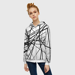 Толстовка на молнии женская Пересечение линий, цвет: 3D-белый — фото 2