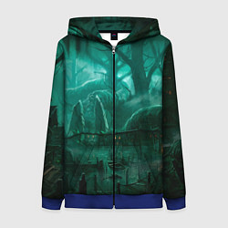 Толстовка на молнии женская Причал у болота, цвет: 3D-синий