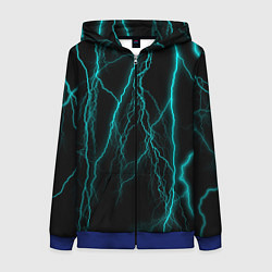 Толстовка на молнии женская Неоновые молнии, цвет: 3D-синий