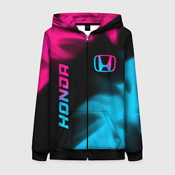 Женская толстовка на молнии Honda - neon gradient: надпись, символ