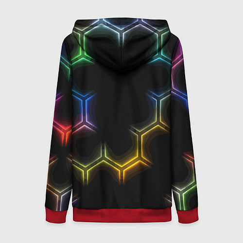 Женская толстовка на молнии Mercedes - neon pattern / 3D-Красный – фото 2