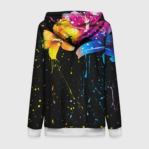 Женская толстовка на молнии Цветные лилии / 3D-Белый – фото 2