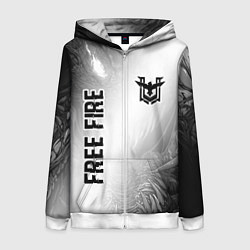 Толстовка на молнии женская Free Fire glitch на светлом фоне: надпись, символ, цвет: 3D-белый