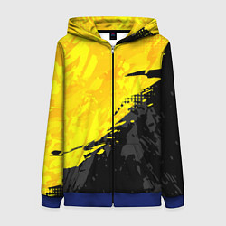 Толстовка на молнии женская Black and yellow, цвет: 3D-синий