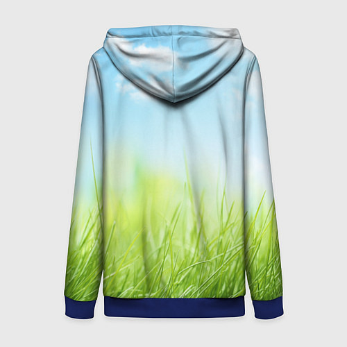 Женская толстовка на молнии Зелень и небо / 3D-Синий – фото 2