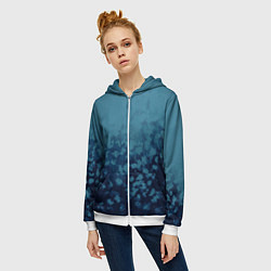 Толстовка на молнии женская Абстракция синий, цвет: 3D-белый — фото 2