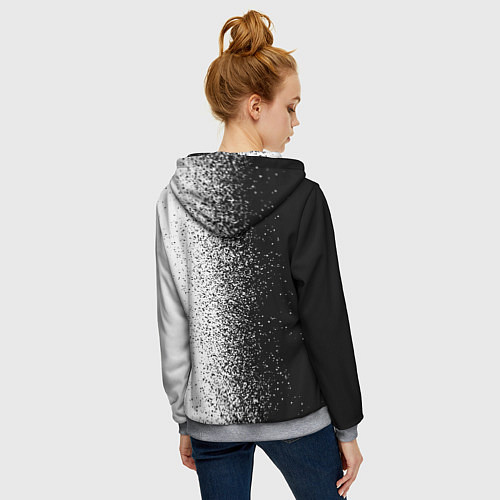 Женская толстовка на молнии Брызги красок - Черно-белый / 3D-Меланж – фото 4