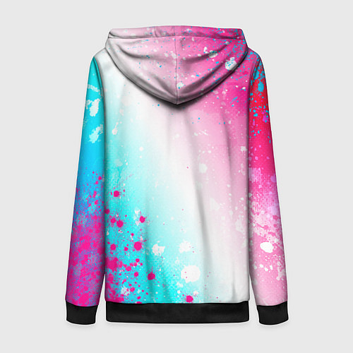 Женская толстовка на молнии Manchester City neon gradient style: надпись, симв / 3D-Черный – фото 2