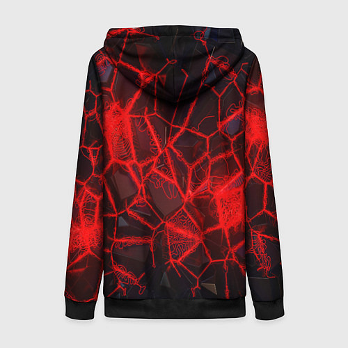 Женская толстовка на молнии Кристаллы в красных нитях / 3D-Черный – фото 2