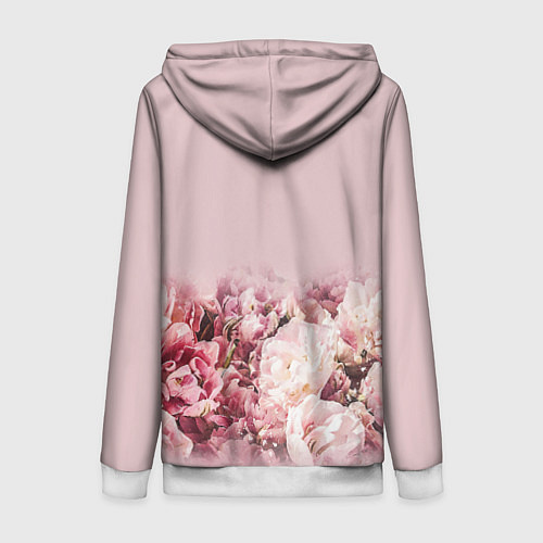 Женская толстовка на молнии Нежные розовые цветы в букете / 3D-Белый – фото 2