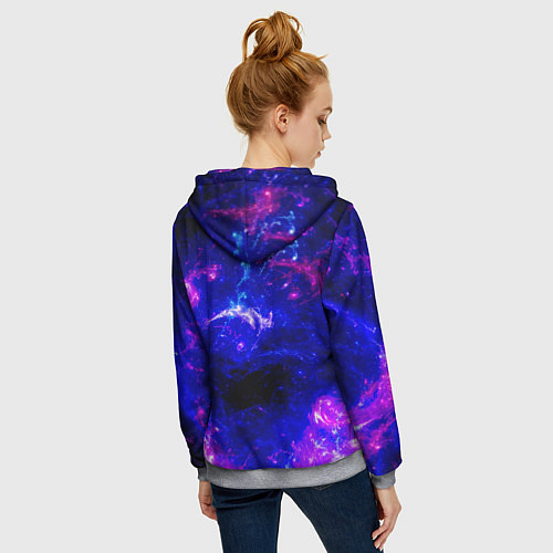 Женская толстовка на молнии Неоновый космос со звездами / 3D-Меланж – фото 4