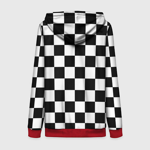 Женская толстовка на молнии Шахматные клетки - текстура / 3D-Красный – фото 2