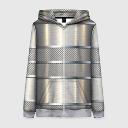 Толстовка на молнии женская Металлические полосы - текстура алюминия, цвет: 3D-меланж