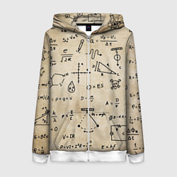 Женская толстовка на молнии Научные формулы на старой бумаге
