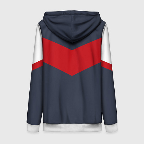 Женская толстовка на молнии FIRM темно-синий с красной полосой / 3D-Белый – фото 2