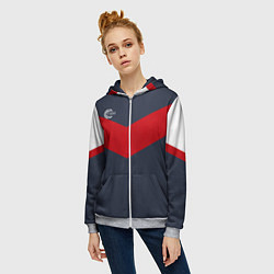 Толстовка на молнии женская FIRM темно-синий с красной полосой, цвет: 3D-меланж — фото 2