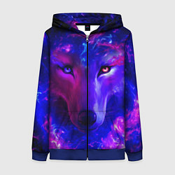 Толстовка на молнии женская Волшебный звездный волк, цвет: 3D-синий
