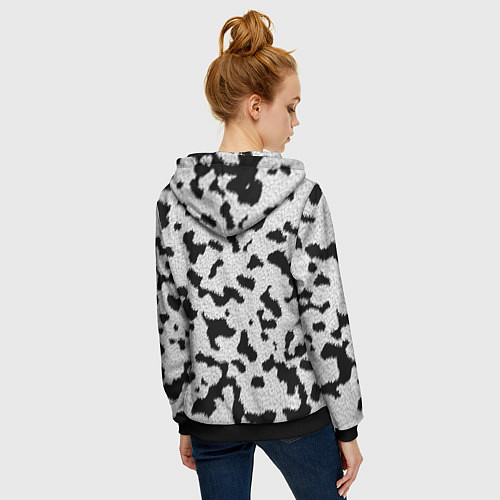 Женская толстовка на молнии Далматин - текстура / 3D-Черный – фото 4