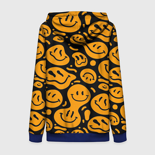Женская толстовка на молнии Растекающийся оранжевый смайл / 3D-Синий – фото 2
