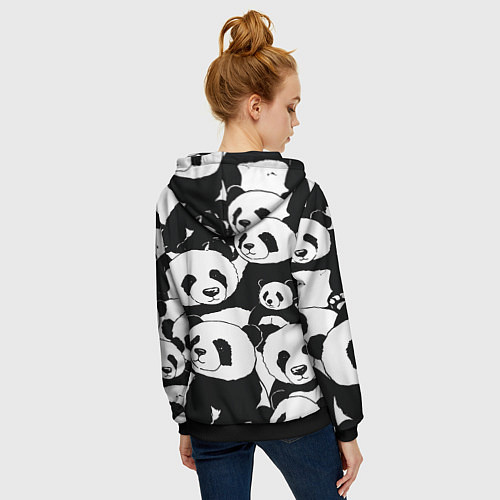 Женская толстовка на молнии С пандами паттерн / 3D-Черный – фото 4